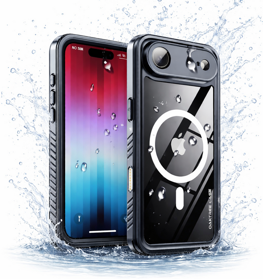 OAKTREE iPhone 17 Air Waterproof MagSafe Case – Black/Clear