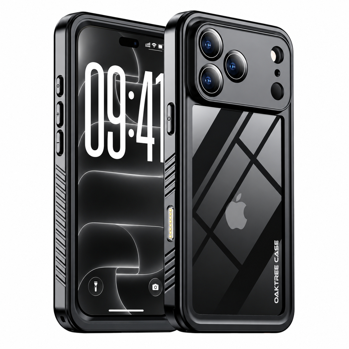 OAKTREE iPhone 18 Pro Max Waterproof Case - Full-Body 360° Shockproof with HD Screen Protector - Black / Clear