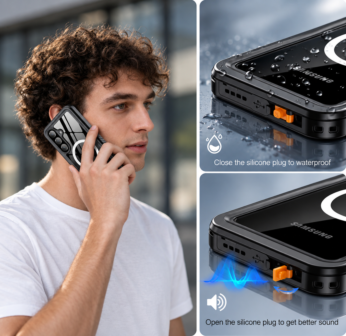 OAKTREE Samsung Galaxy S26 FE Shockproof Waterproof Full-Body Rugged Case - Black/Clear