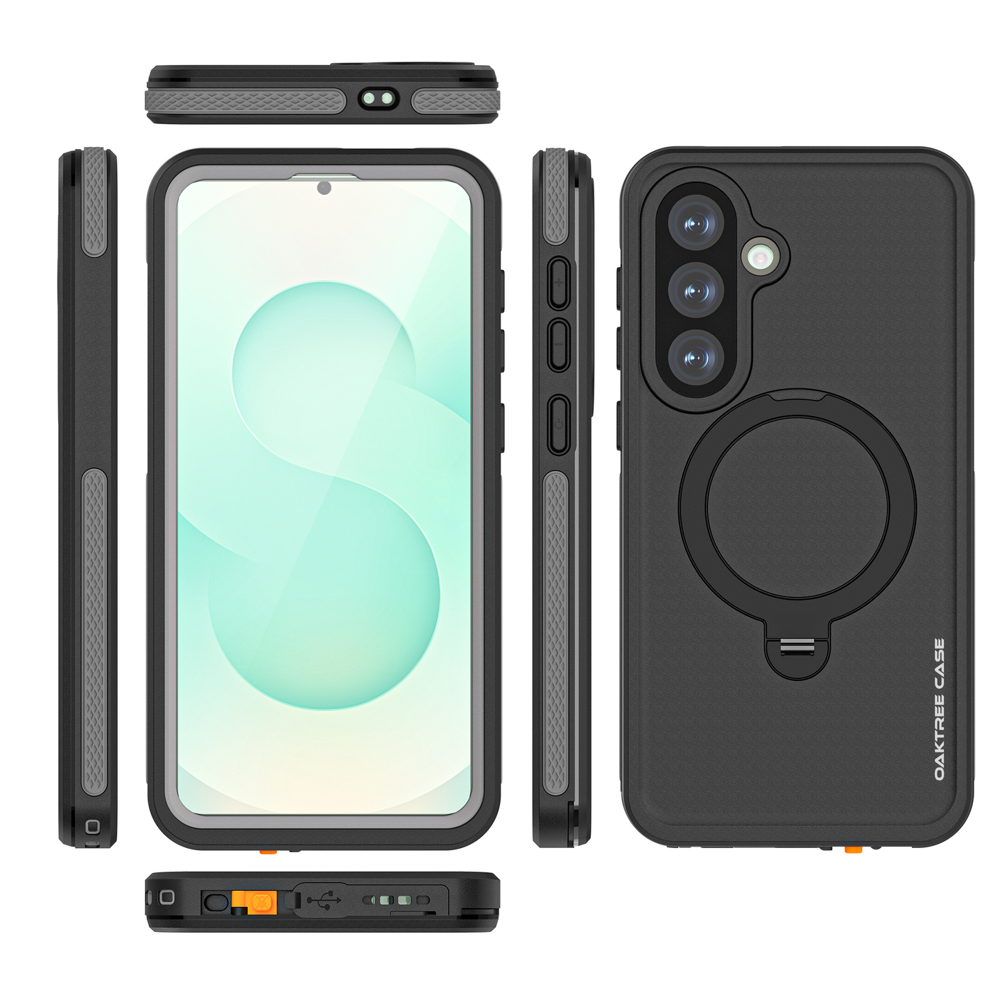 OAKTREE Waterproof MagSafe Kickstand Case for Samsung Galaxy S26 Plus - Black