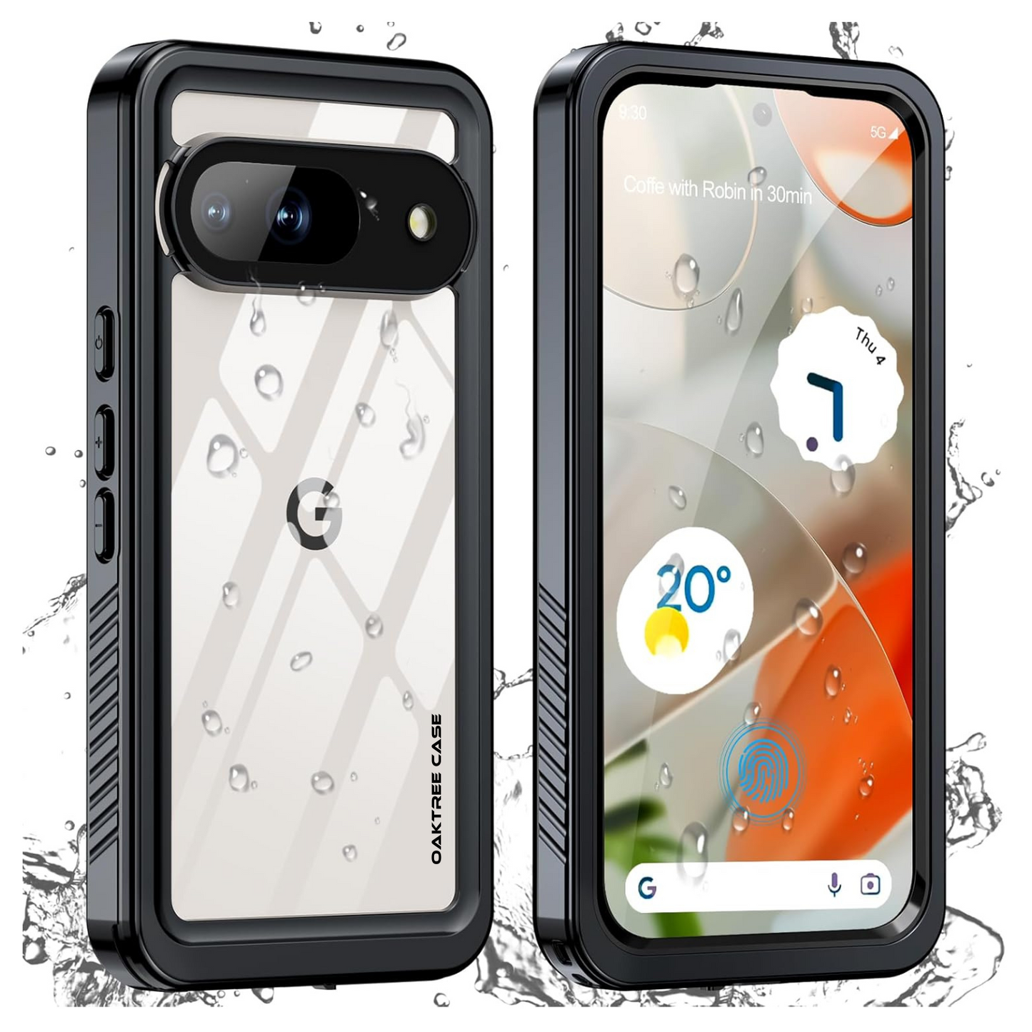 OAKTREE Google Pixel 9 / 9 Pro / 9 Pro XL Shockproof Waterproof Full-Body Rugged Case - Clear / Black