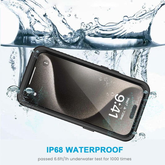 iPhone 15 Plus 6.7" MagSafe Waterproof Shockproof Full-Body Rugged Magnetic Case - Black/Clear - OAKTREE CASE