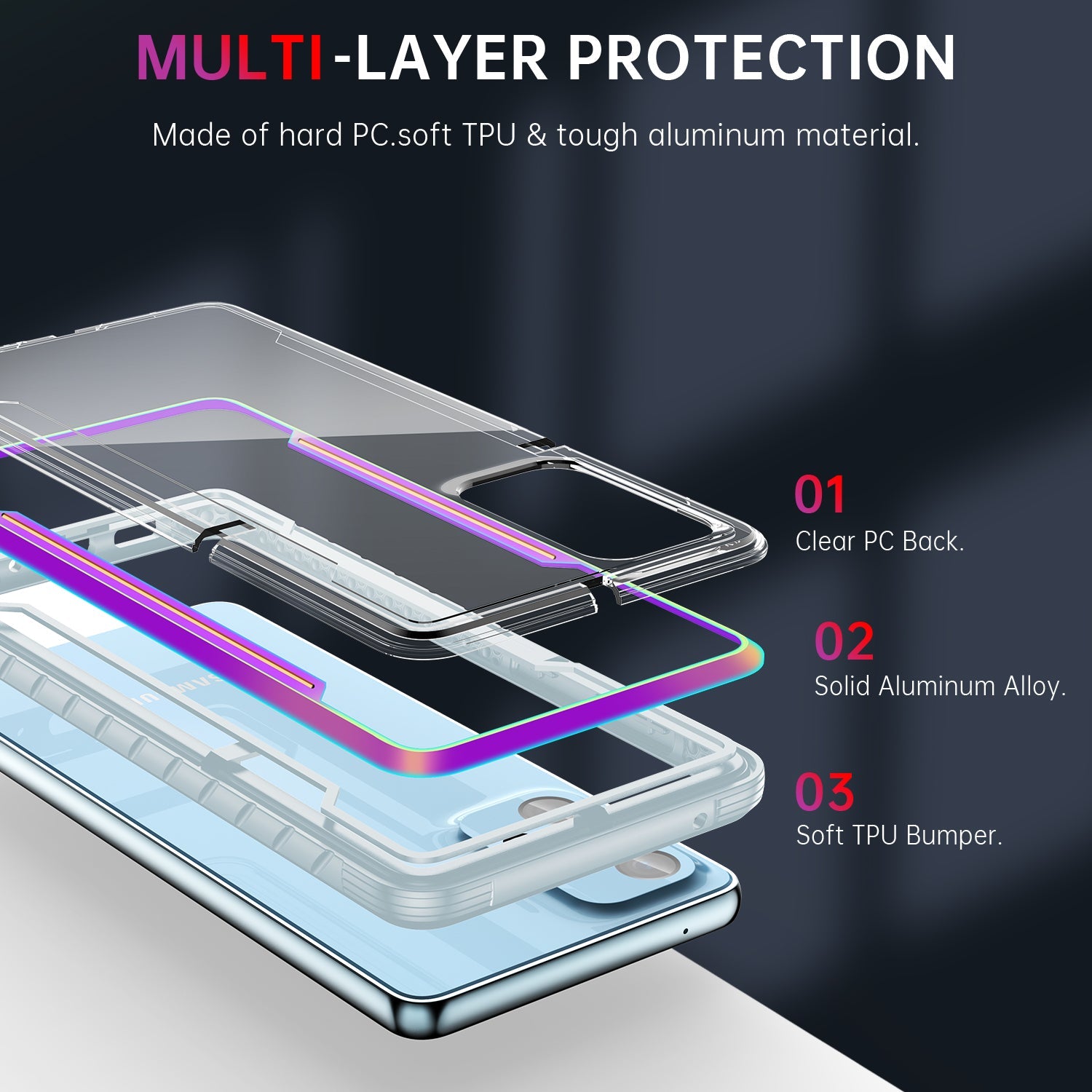 OAKTREE Galaxy A73 5G Defender Shockproof Heavy-Duty Protective Case - Iridescent - OAKTREE CASE