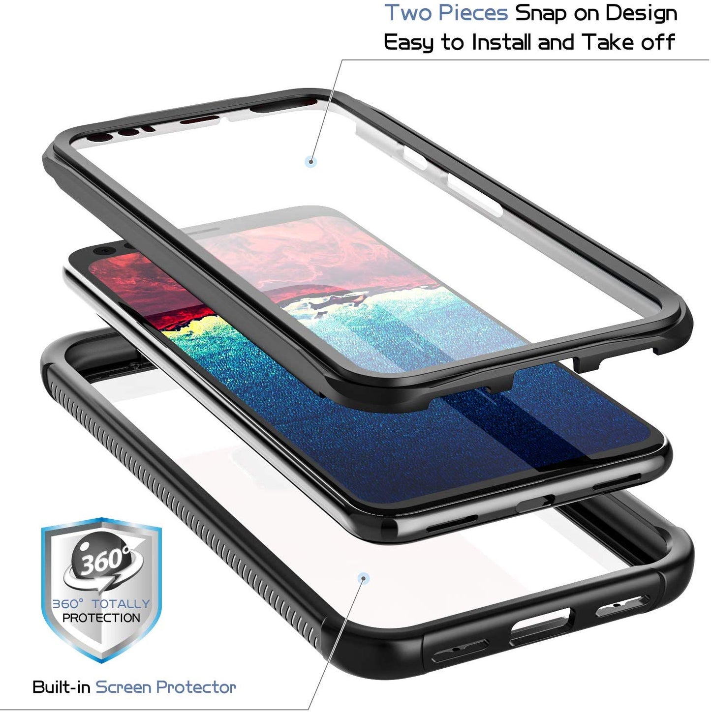 Oaktree Google Pixel 4 Full Body Rugged Clear Case with Built-in Screen Protector - OAKTREE CASE