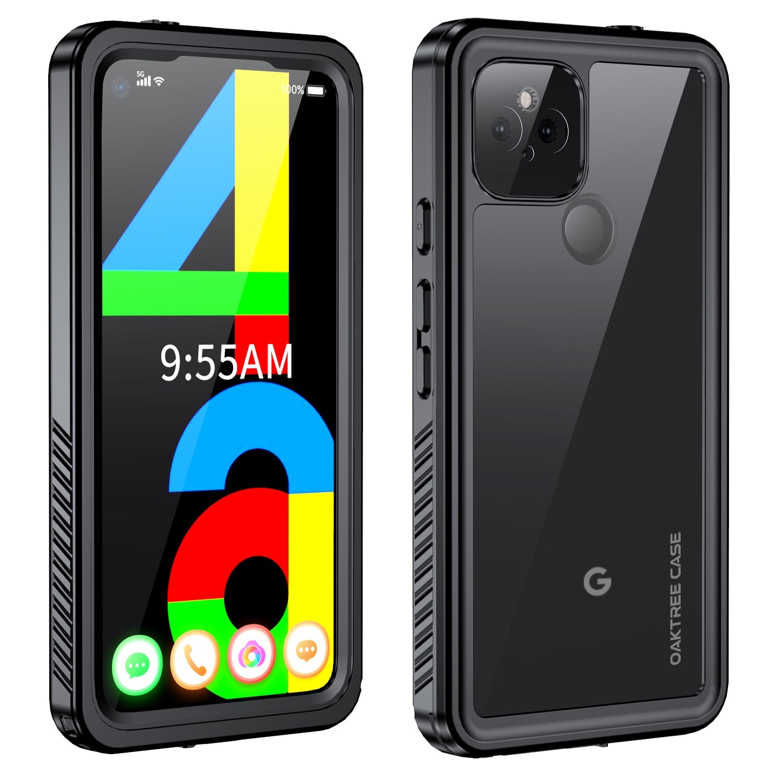 Oaktree Google Pixel 4a 5G Waterproof Shockproof Full-Body Rugged Case - Black / Clear - OAKTREE CASE