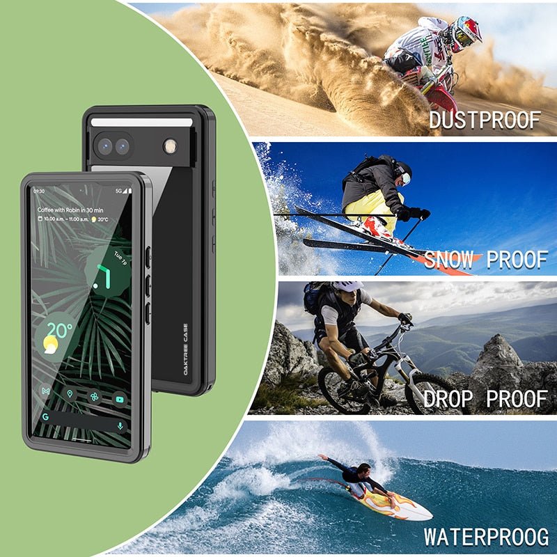 OAKTREE Google Pixel 6a Shockproof Waterproof Full-Body Rugged Case - Black/Clear - OAKTREE CASE