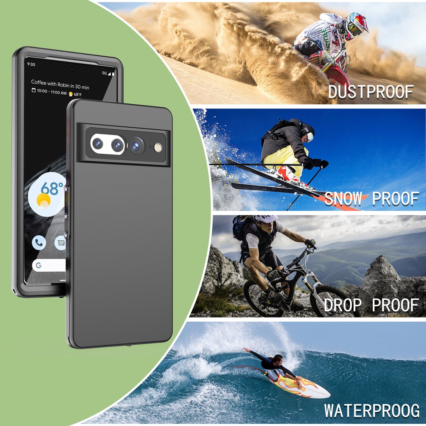 OAKTREE Google Pixel 7 Pro 6.7" Shockproof Waterproof Full-Body Rugged Case - Black - OAKTREE CASE