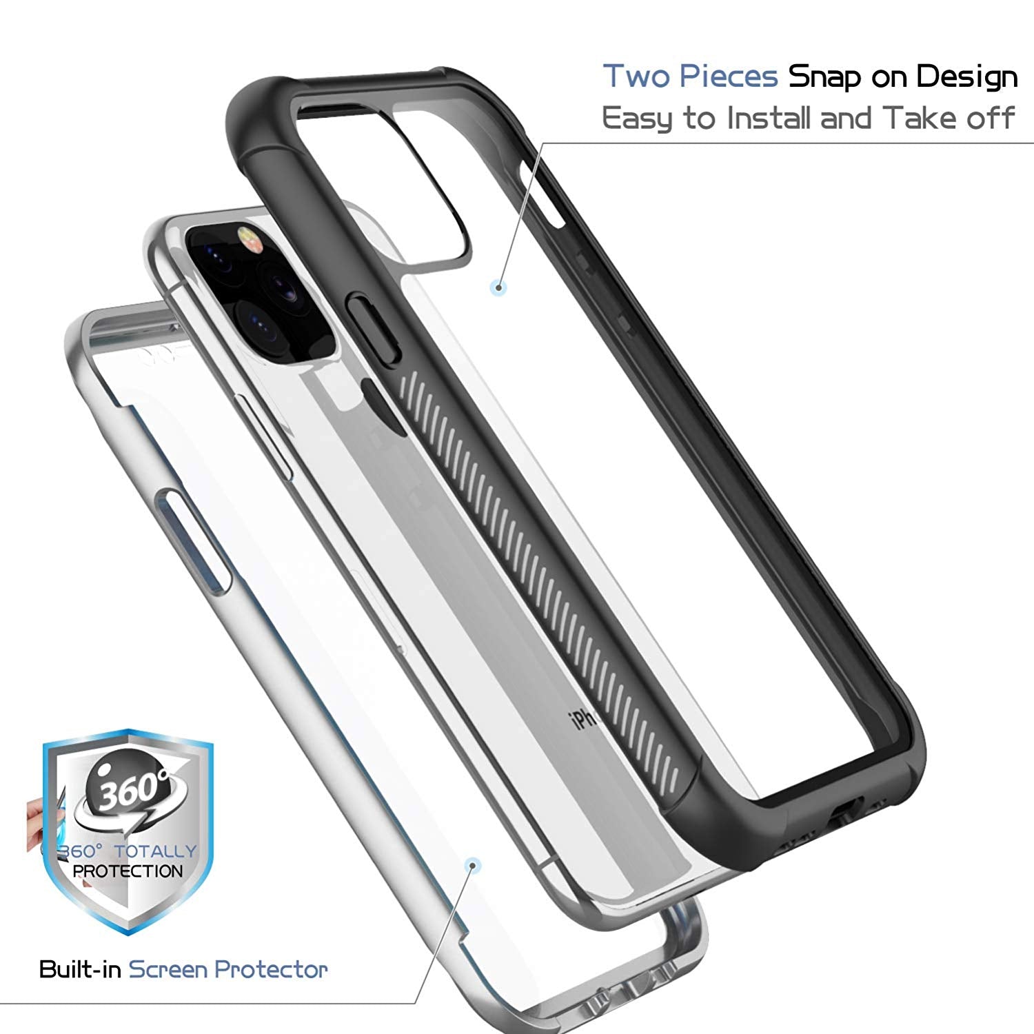 OAKTREE iPhone 11 Pro 5.8" Full-Body Rugged Clear Case with Built-in Screen Protector - OAKTREE CASE