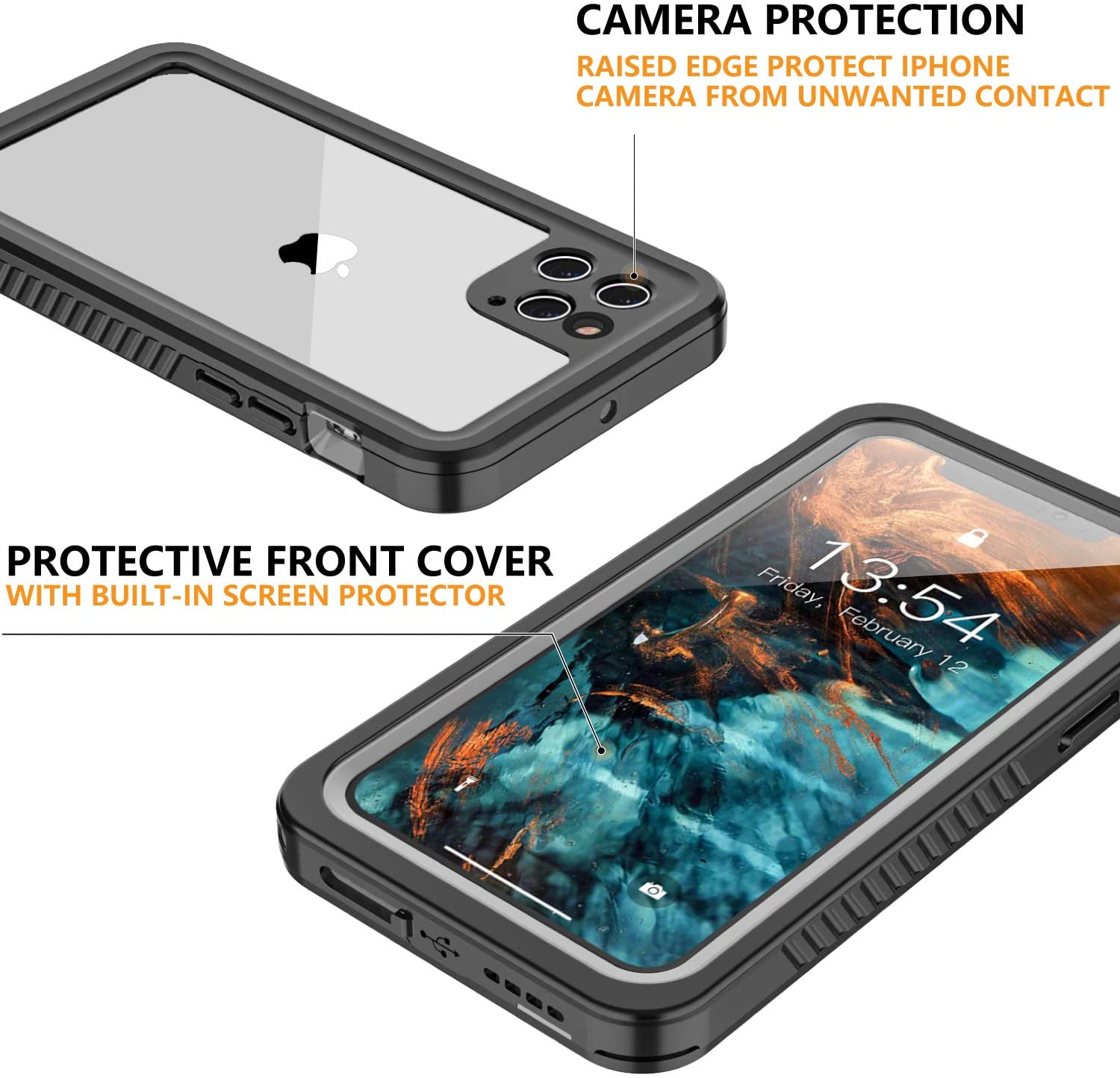 OAKTREE iPhone 11 Pro Shockproof Waterproof Full-Body Rugged Case - Black/Clear - OAKTREE CASE
