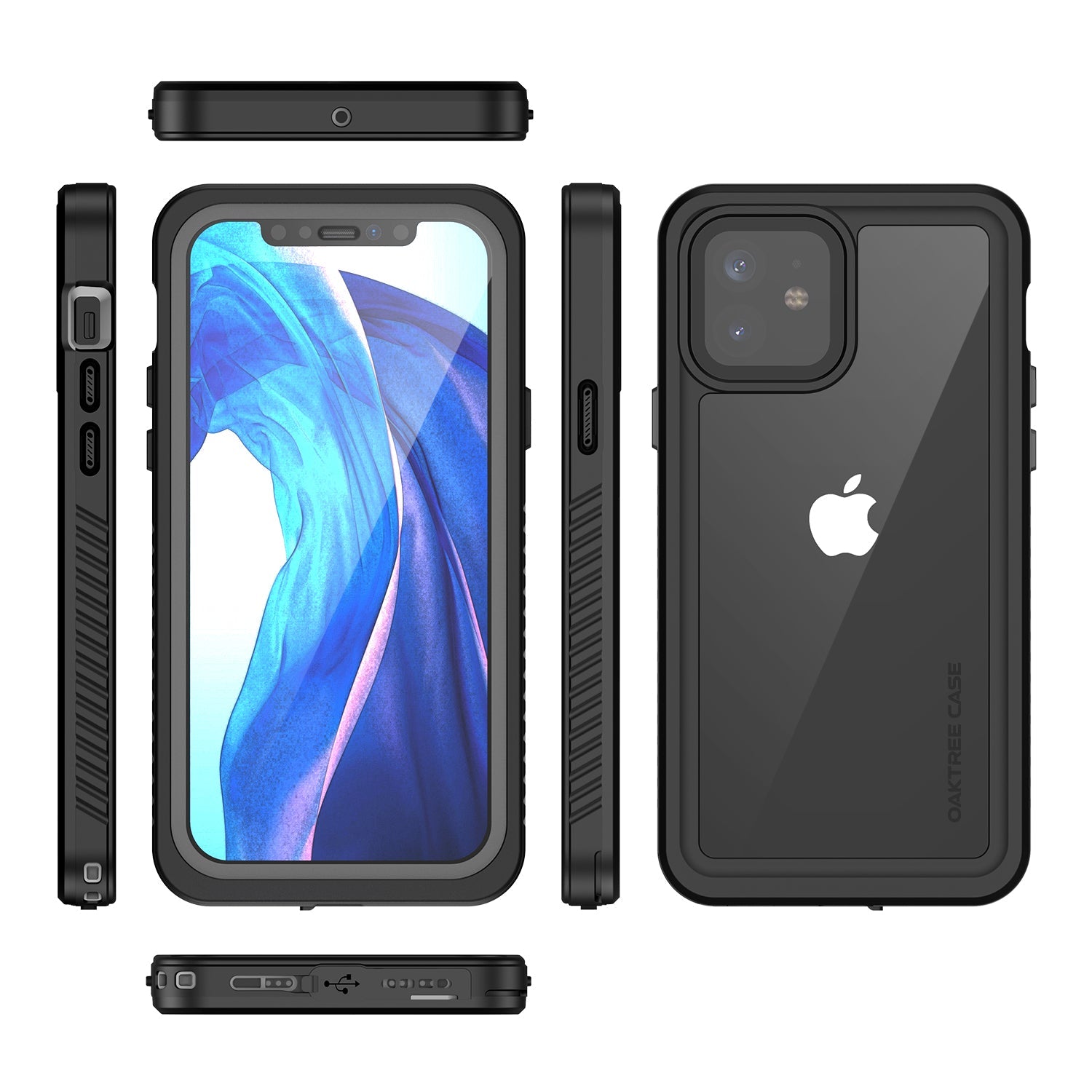 OAKTREE iPhone 12 Mini Shockproof Waterproof Full-Body Rugged Case - Black/Clear - OAKTREE CASE