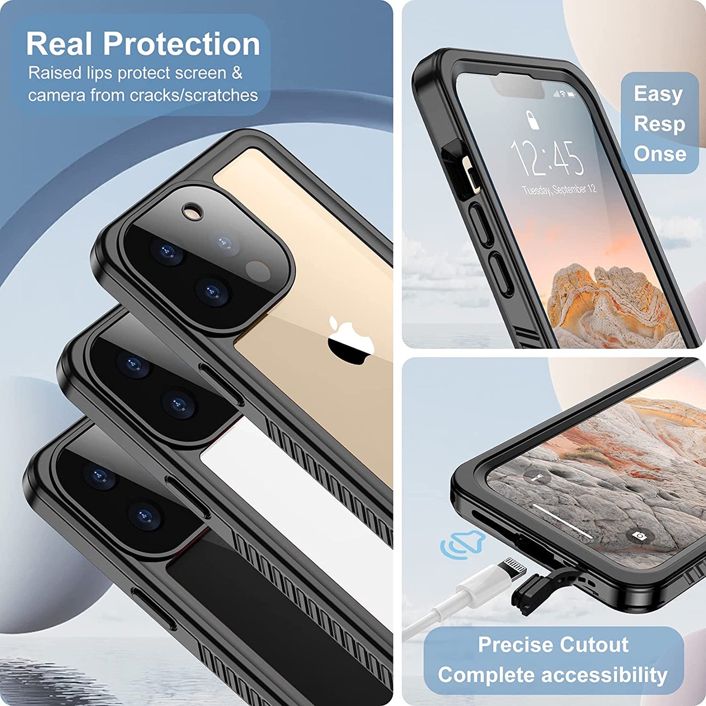 OAKTREE iPhone 13 Pro 6.1" MagSafe Waterproof Shockproof Full-Body Case - Black/Clear - OAKTREE CASE