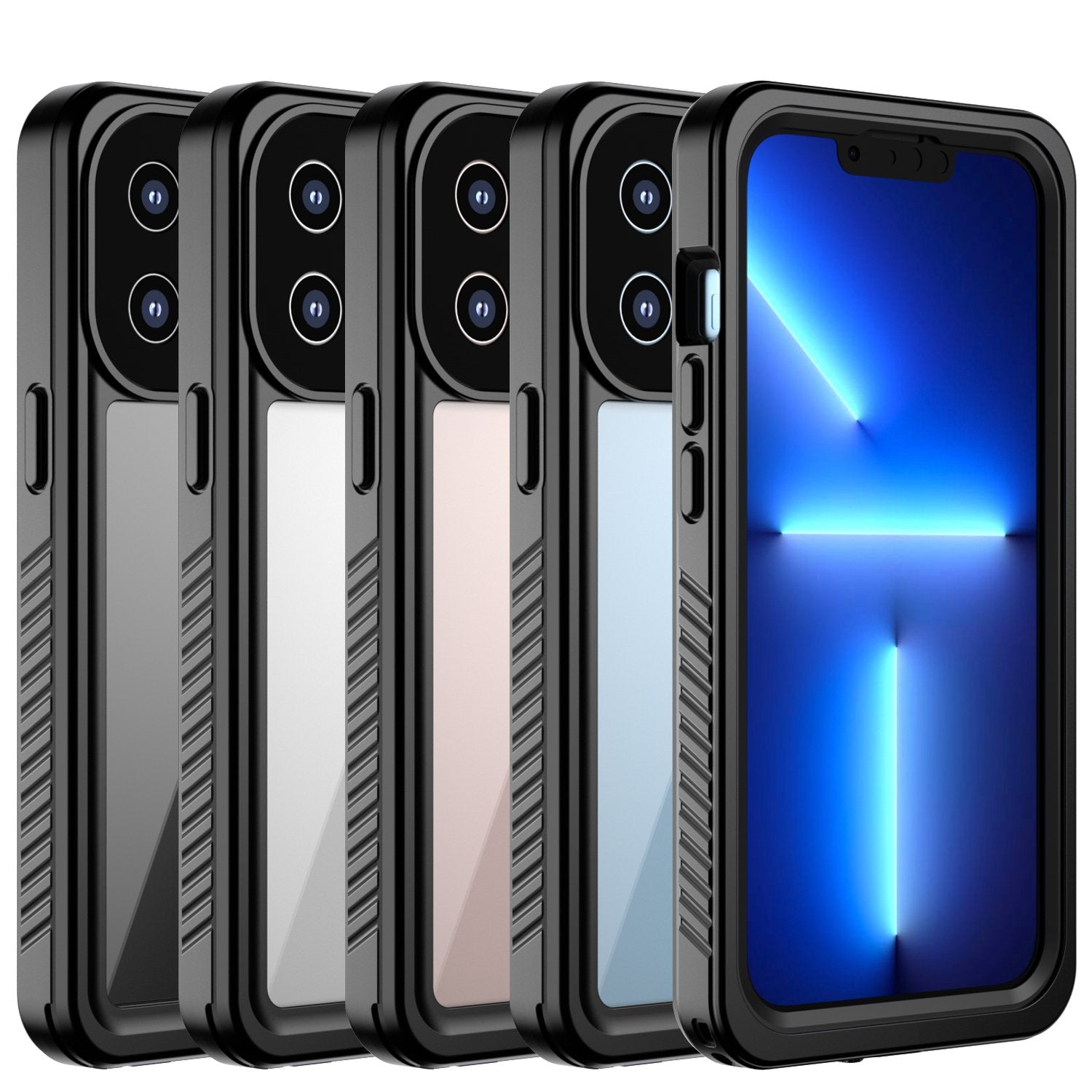 OAKTREE iPhone 13 Pro Max 6.7″ Shockproof Waterproof Full-Body Rugged Case - Black/Clear