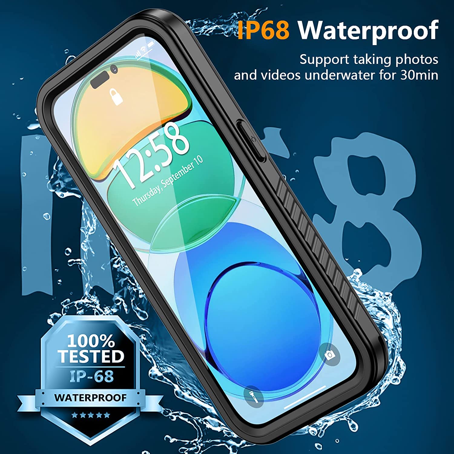 OAKTREE iPhone 14 Pro 6.1" Shockproof Waterproof Full-Body Rugged Case - Black / Clear - OAKTREE CASE