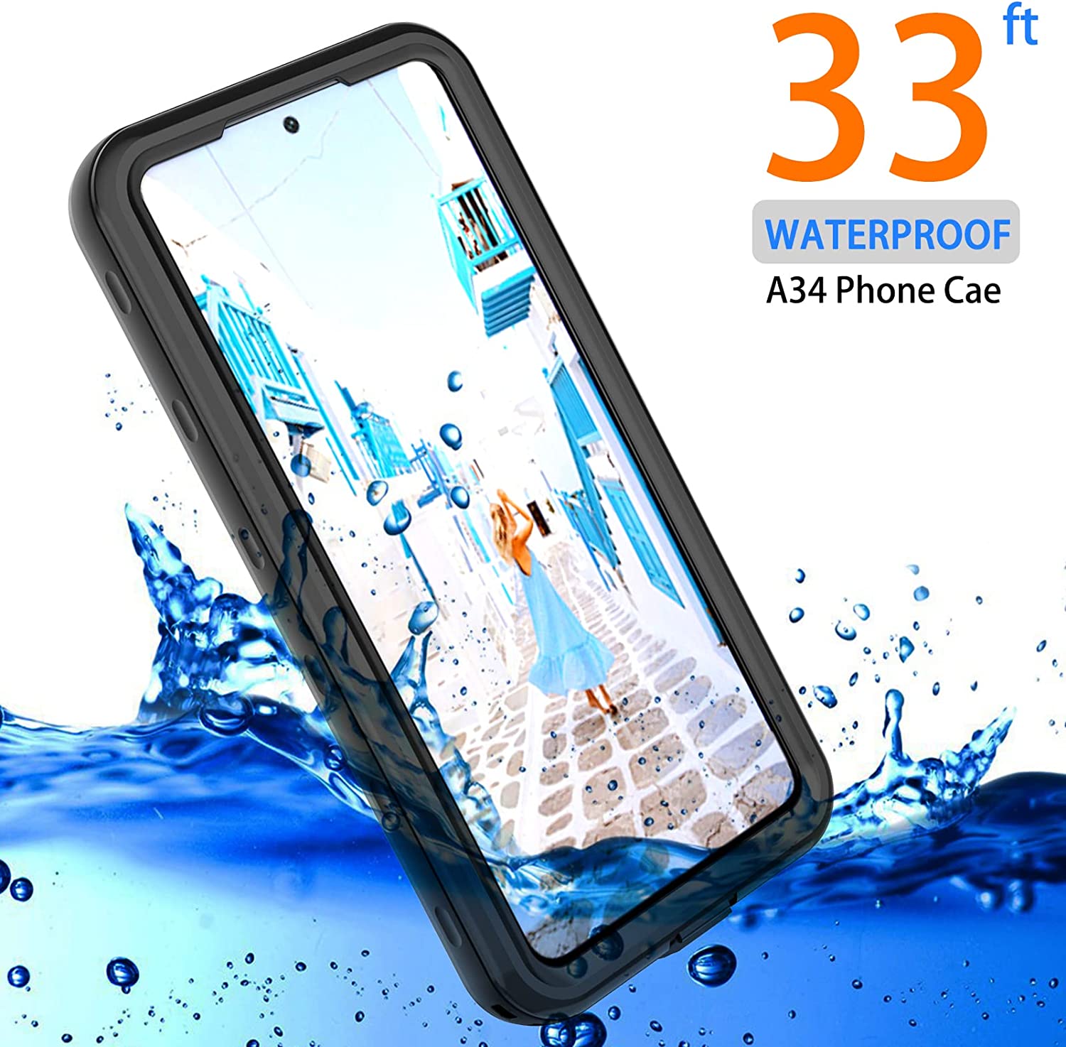 Oaktree Samsung Galaxy A34 5G Waterproof Full-Body Rugged Case - Black / Clear - OAKTREE CASE