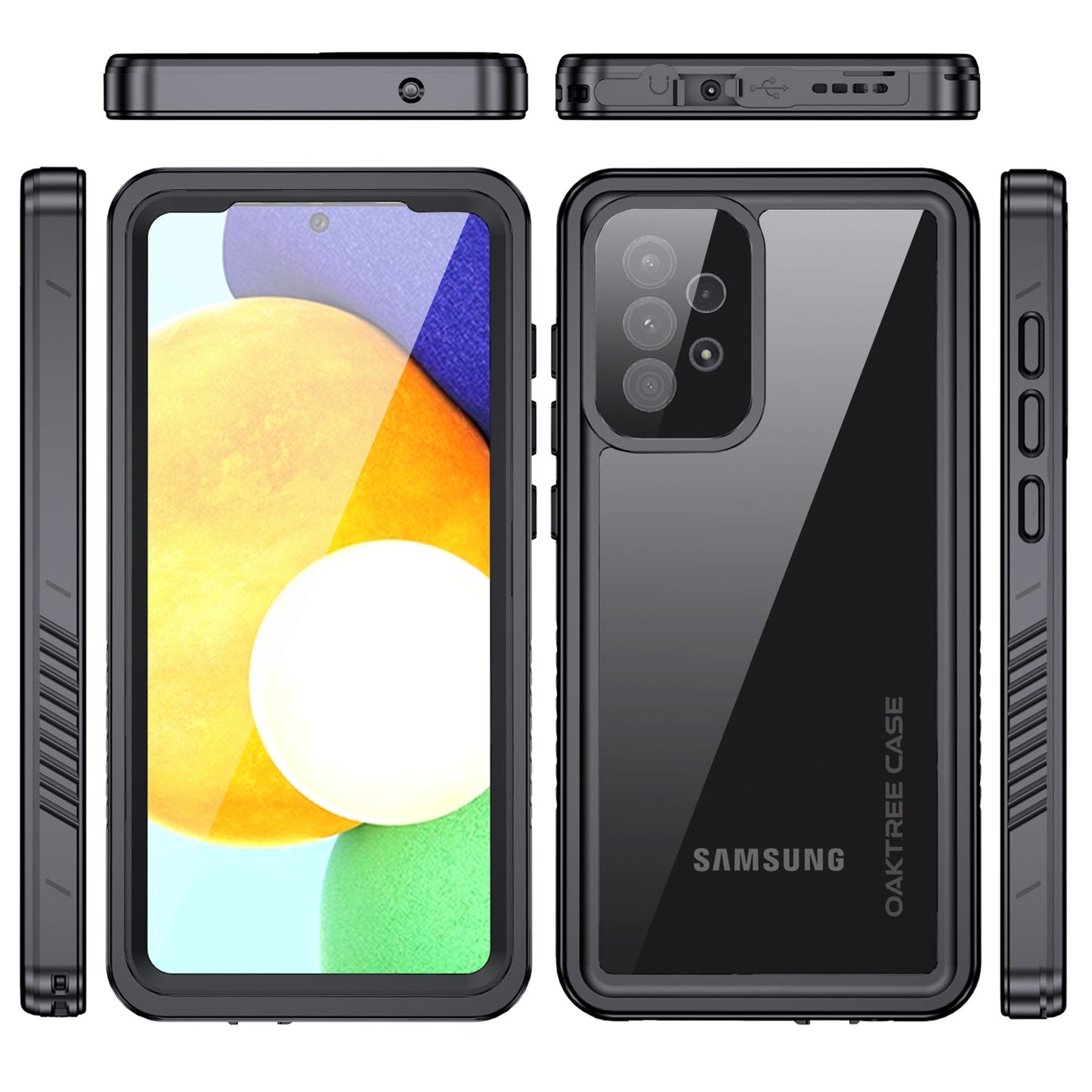 Oaktree Samsung Galaxy A52/52s 5G Waterproof Full-Body Rugged Case - Black / Clear - OAKTREE CASE