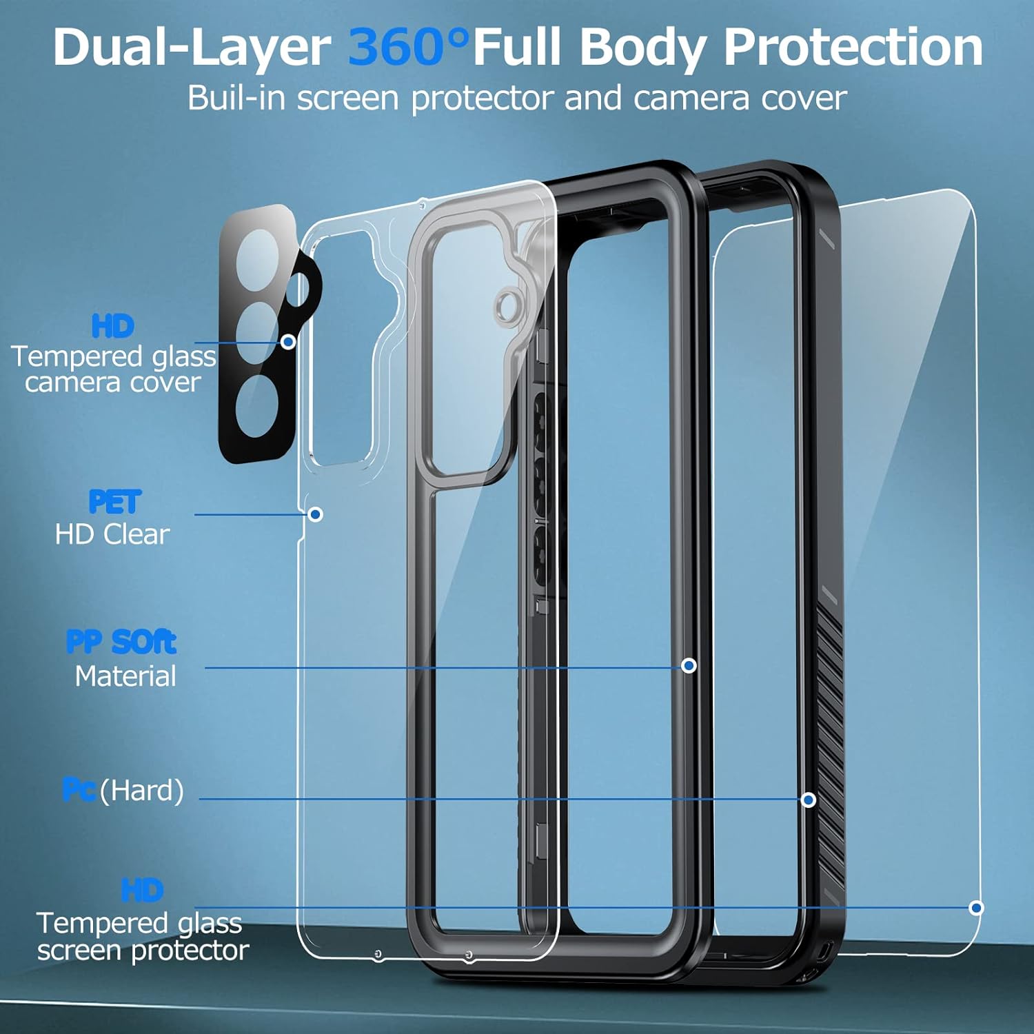 Oaktree Samsung Galaxy A55 5G Waterproof Full-Body Rugged Case - Black / Clear - OAKTREE CASE