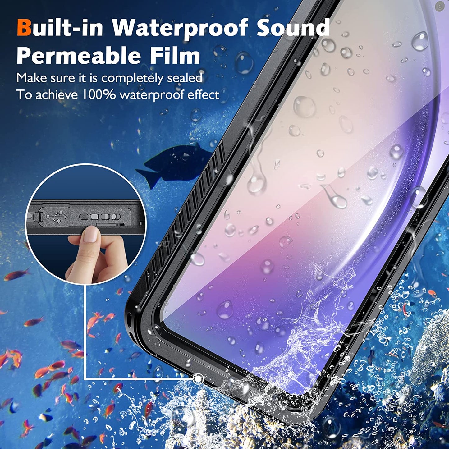 Oaktree Samsung Galaxy A55 5G Waterproof Full-Body Rugged Case - Black / Clear - OAKTREE CASE