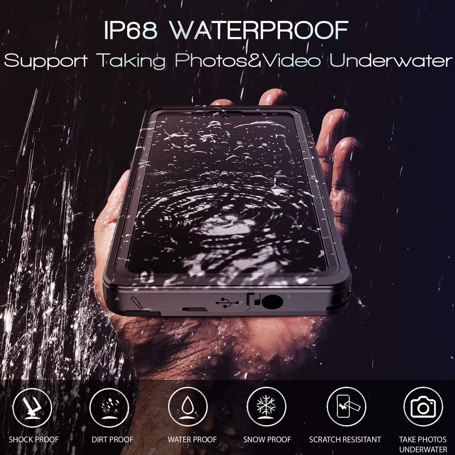 OAKTREE Samsung Galaxy NOTE 20 Ultra 5G Shockproof Waterproof Full-Body Rugged Case - Black/Clear - OAKTREE CASE