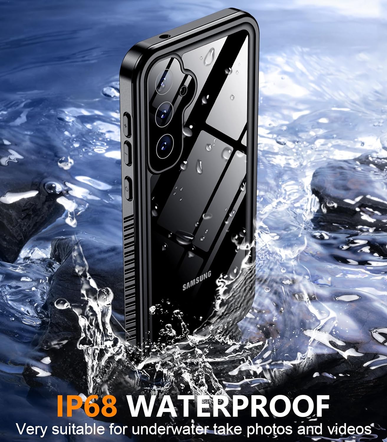 OAKTREE Samsung Galaxy S24 6.1 inch Shockproof Waterproof Rugged Case - Black/Clear - OAKTREE CASE