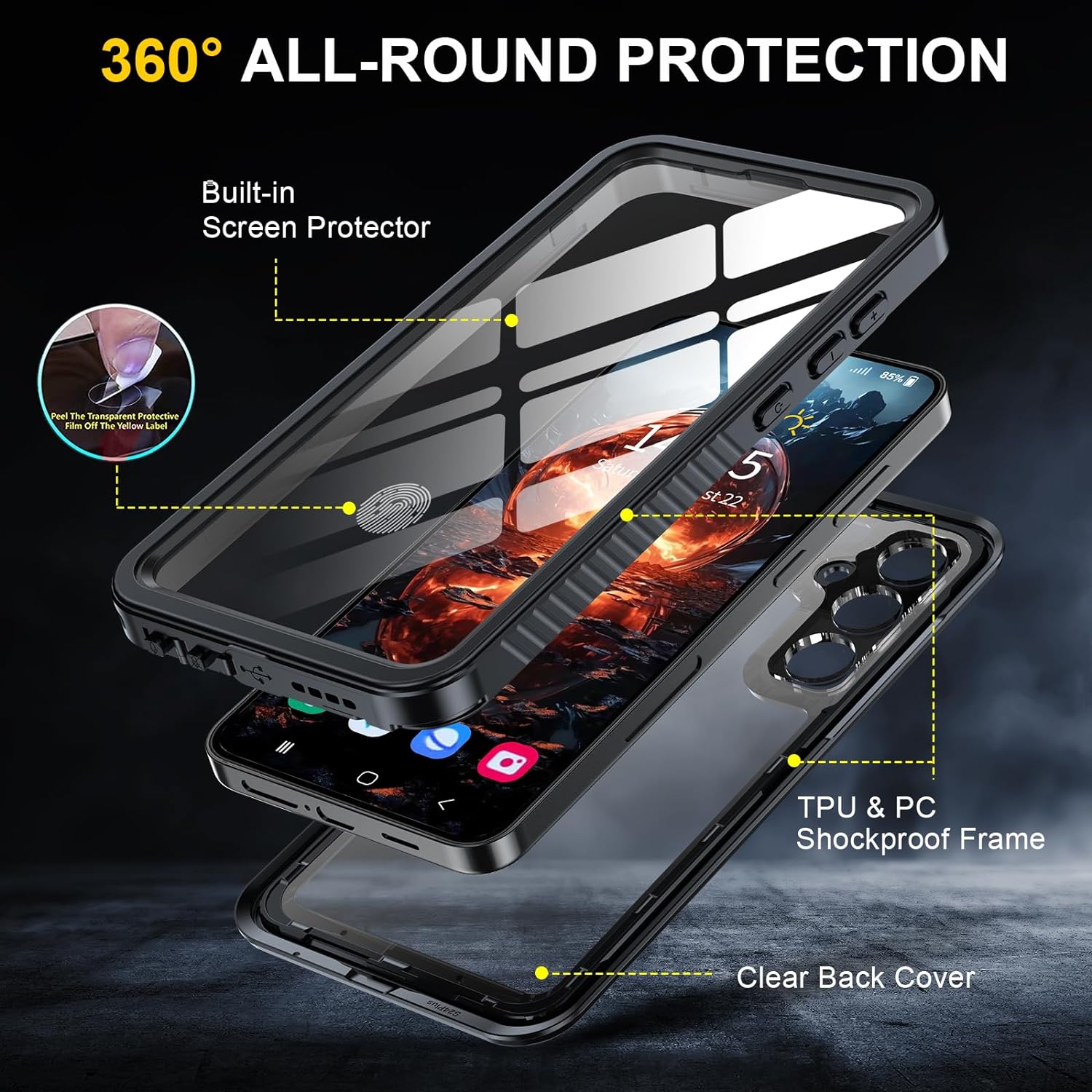 Galaxy S24 FE Waterproof Fullbody Case with Builtin Screen Protector