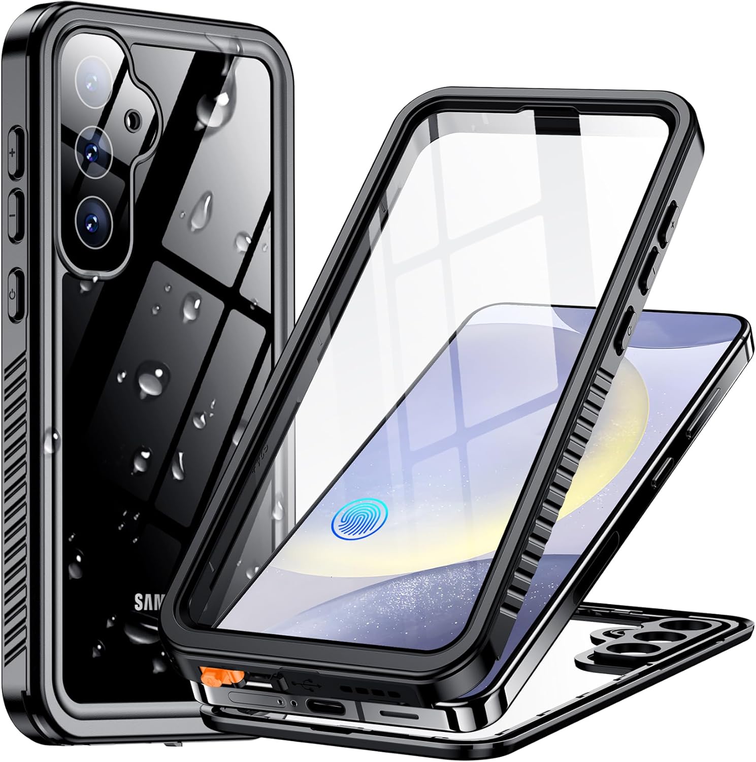 OAKTREE Samsung Galaxy S24+ Plus 6.7 inch Shockproof Waterproof Rugged Case - Black/Clear - OAKTREE CASE