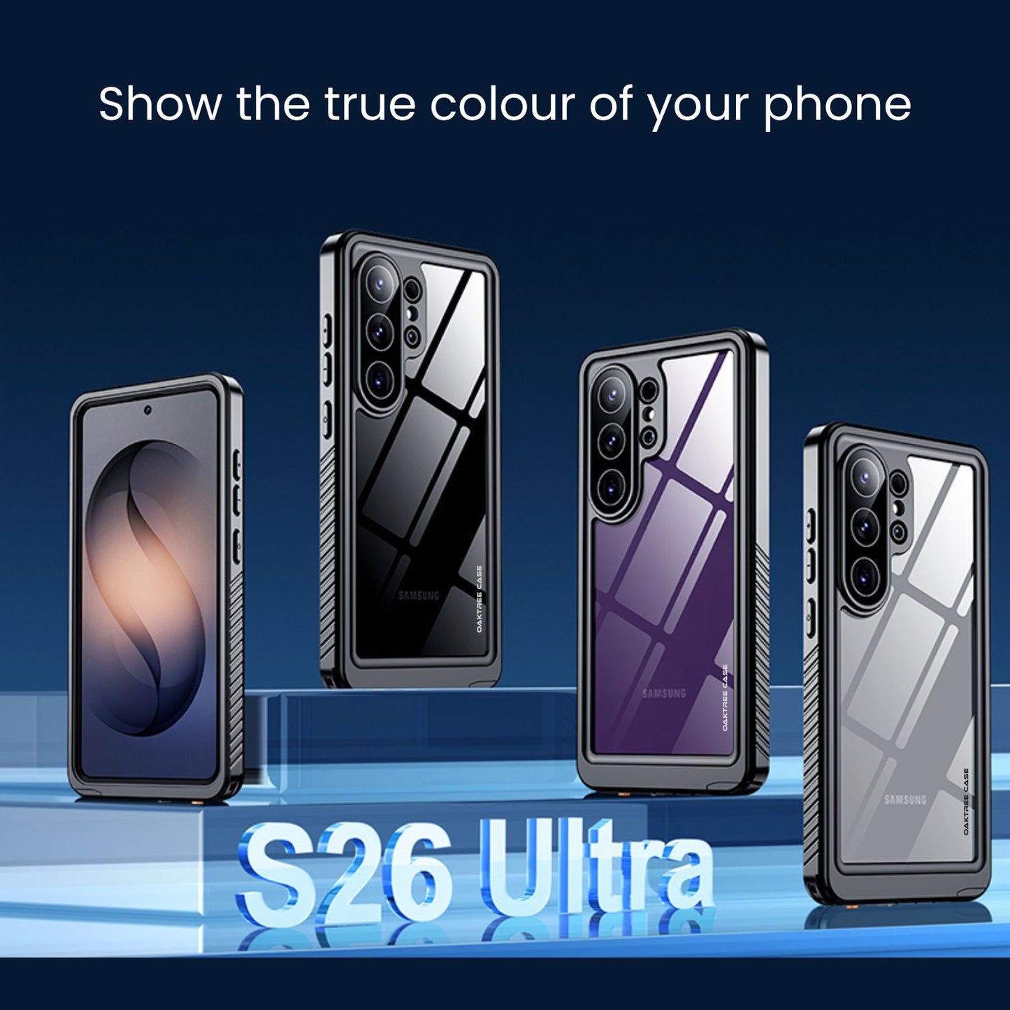 OAKTREE Samsung Galaxy S26 Ultra 6.9" Waterproof Full-Body Case - Black/Clear