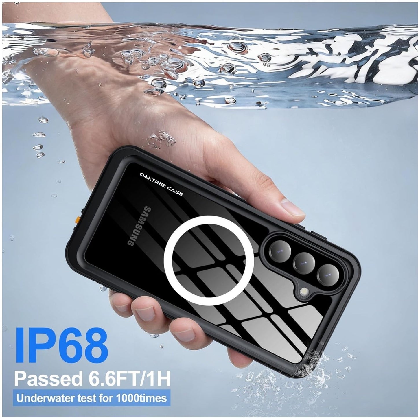 OAKTREE Samsung Galaxy S26 6.3" Waterproof Full-Body Magsafe Fast Charging Case - Black/Clear
