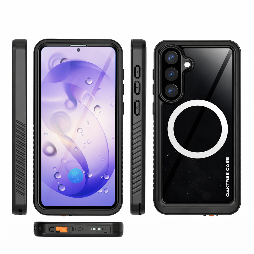 OAKTREE Samsung Galaxy S26 Plus 6.7" Waterproof Full-Body Fast Charging Case - Black/Clear