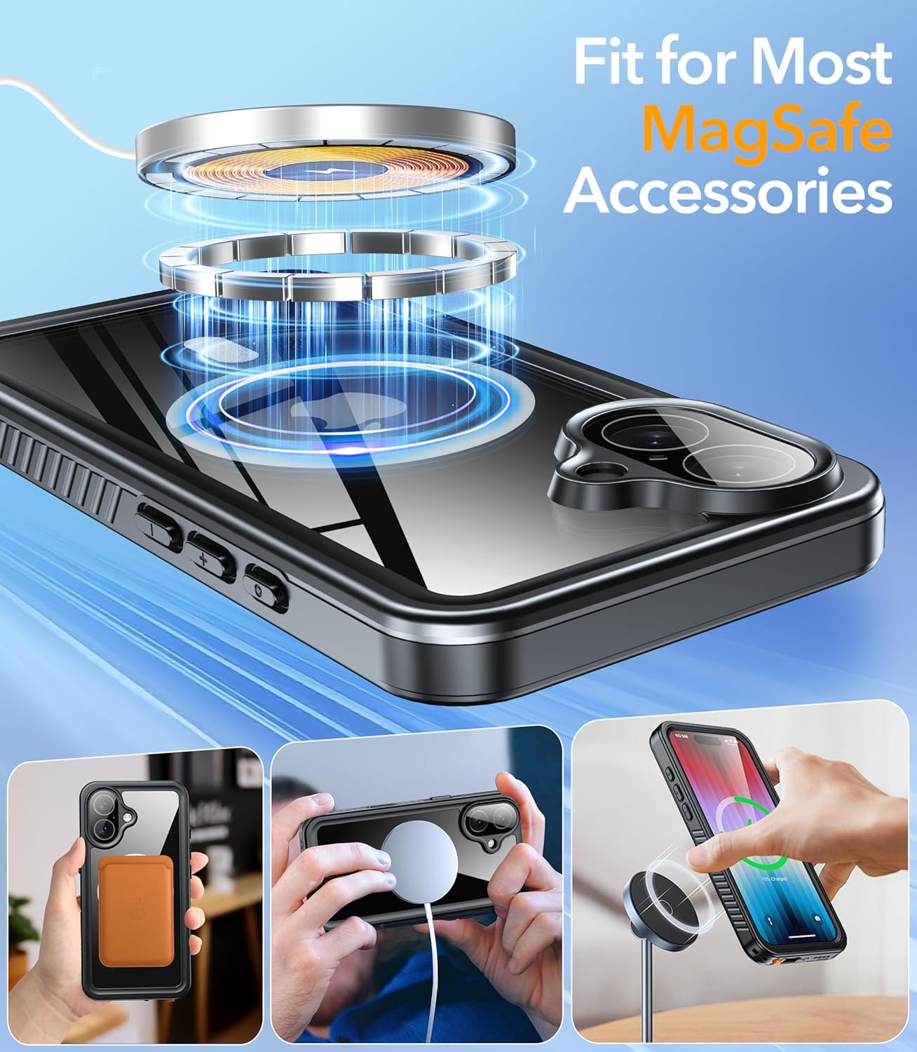 OAKTREE iPhone 17 (6.3") Waterproof Case – Full-Body 360° Shockproof MagSafe Cover with HD Screen Protector