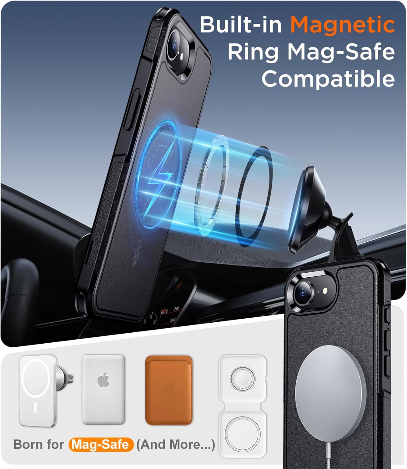 OAKTREE iPhone 16e Magsafe Shockproof Military Grade Protection Case - Black
