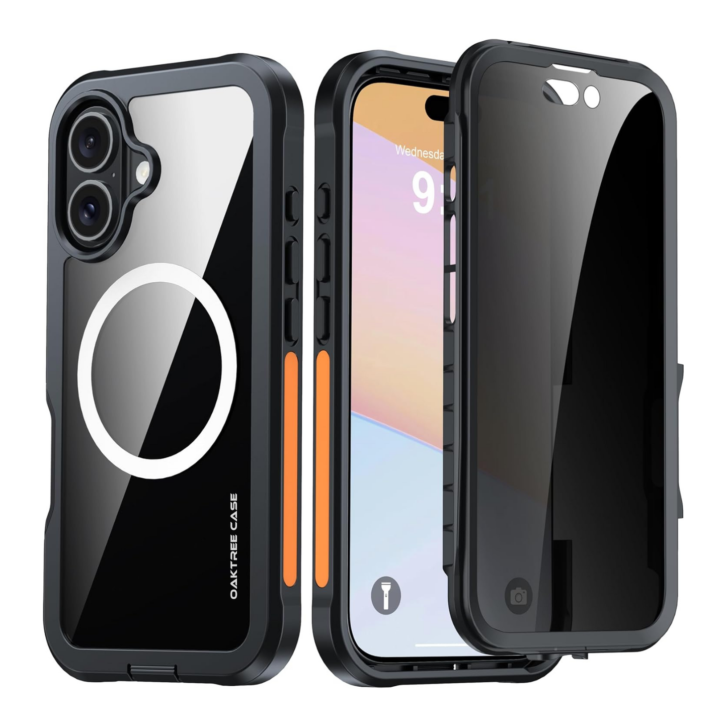 OAKTREE Full-Body Case with Built-in Privacy Screen Protector for iPhone 16 (6.1")