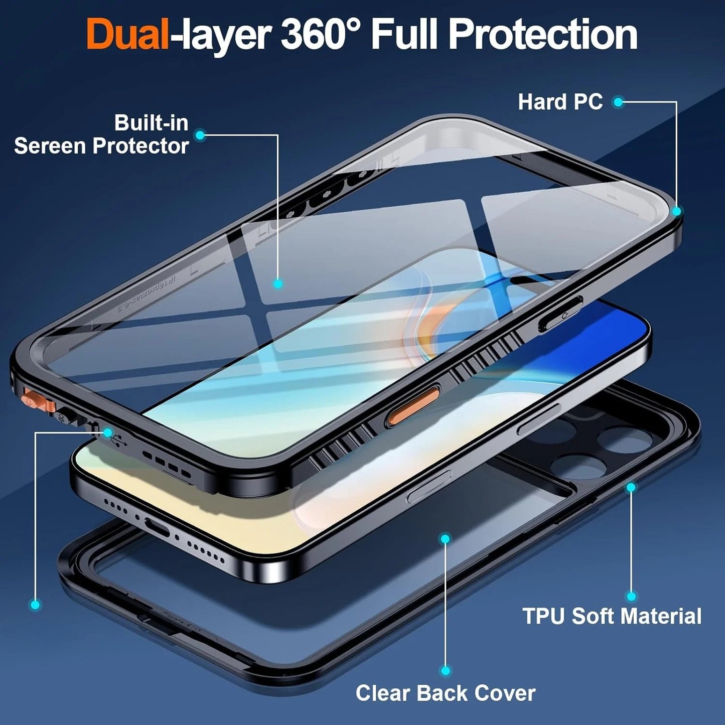 oaktree iphone 16 pro full-body waterproof case