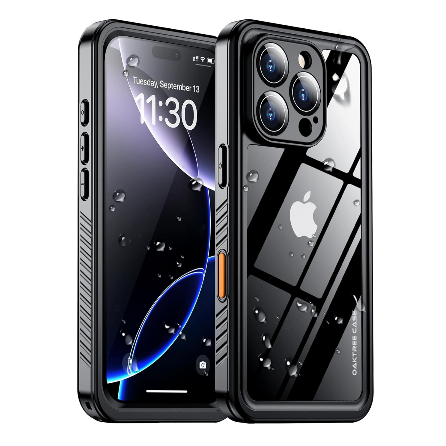 OAKTREE iPhone 16 Pro Max 6.9" Shockproof Waterproof Full-Body Rugged Case - Black / Clear
