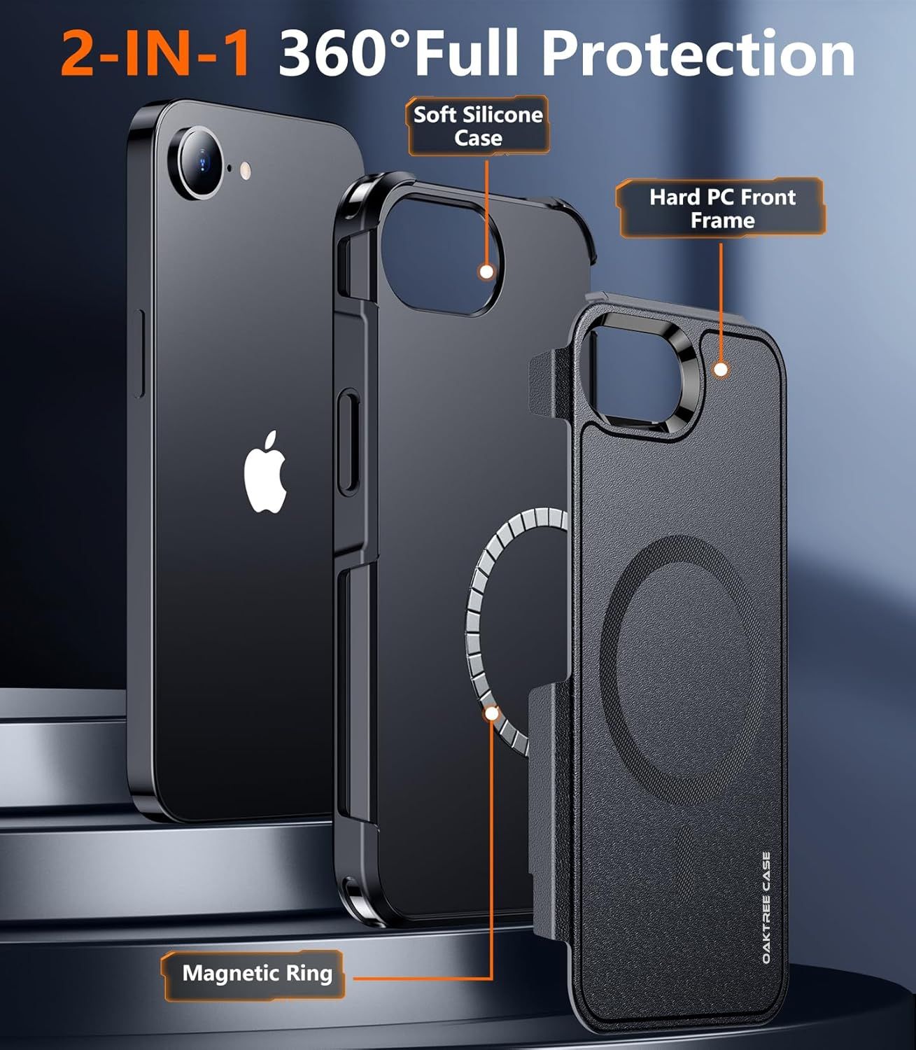 OAKTREE iPhone 16e Magsafe Shockproof Military Grade Protection Case - Black