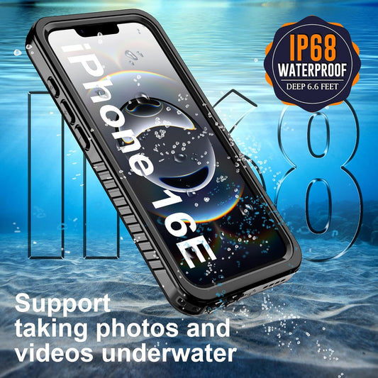OAKTREE iPhone 16e Magsafe Waterproof Drop-proof Full-Body Rugged Case - Black / Clear