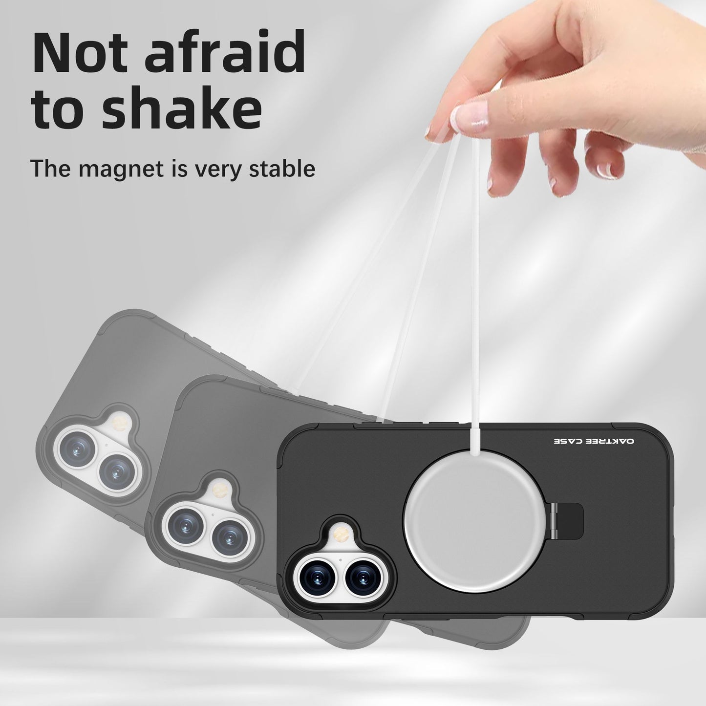 OAKTREE iPhone 17 MagSafe Kickstand Ring Case Shockproof Drop-Proof Rugged Case - Black