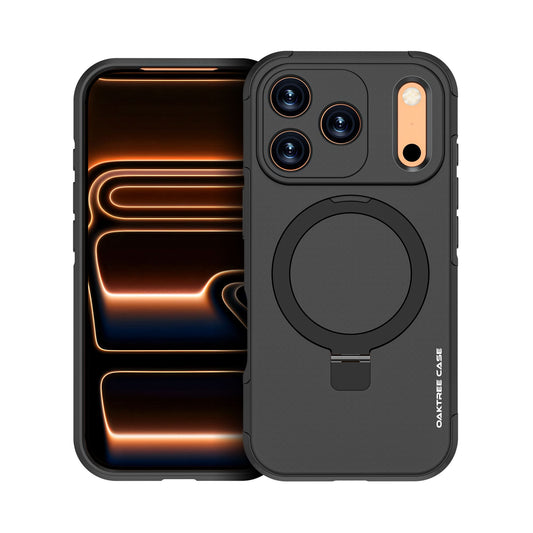 OAKTREE iPhone 17 Pro MagSafe Kickstand Ring Case Shockproof Drop-Proof Rugged Case - Black