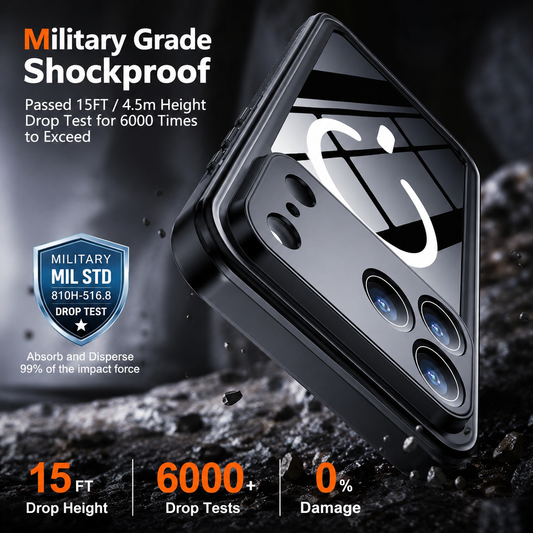 OAKTREE iPhone 18 Pro Max Waterproof Case – Full-Body 360° Shockproof MagSafe Cover with HD Screen Protector