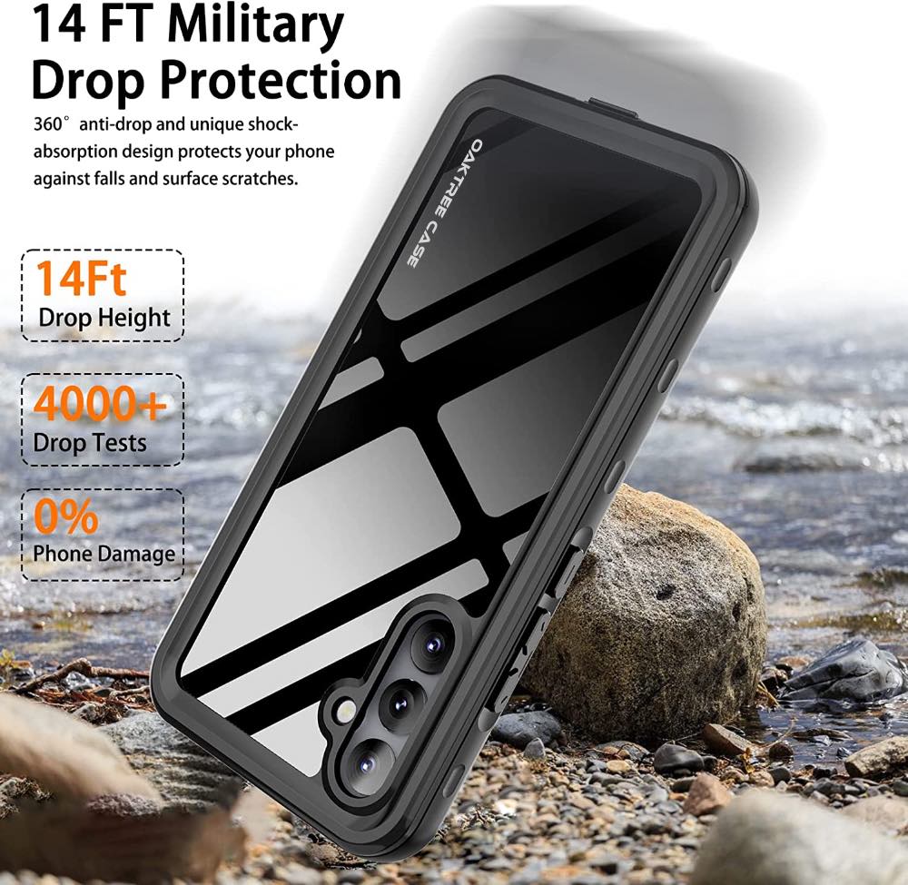 Oaktree Samsung Galaxy A34 5G Waterproof Full-Body Rugged Case - Black / Clear
