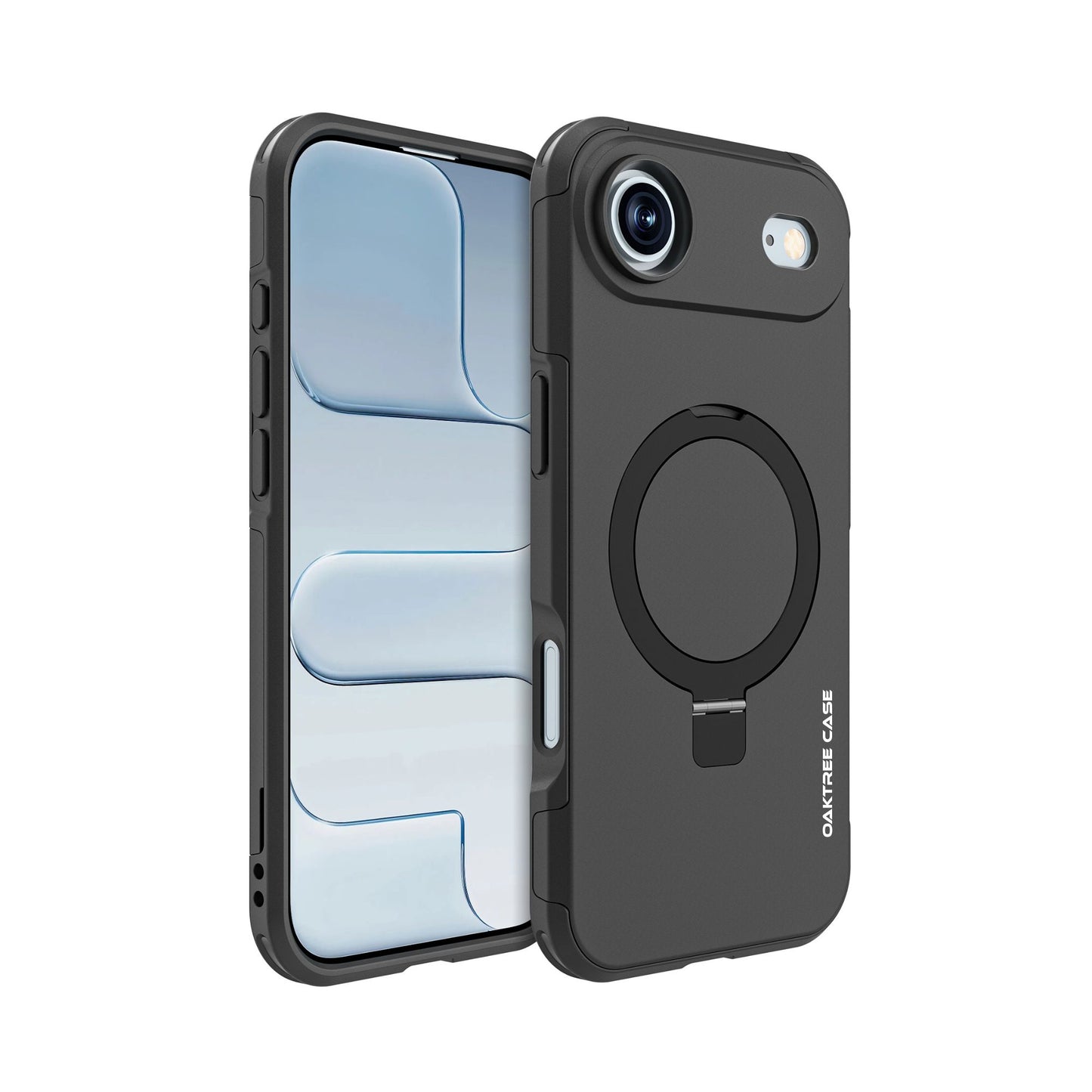 OAKTREE iPhone 17 Air MagSafe Kickstand Ring Case Shockproof Drop-Proof Rugged Case - Black