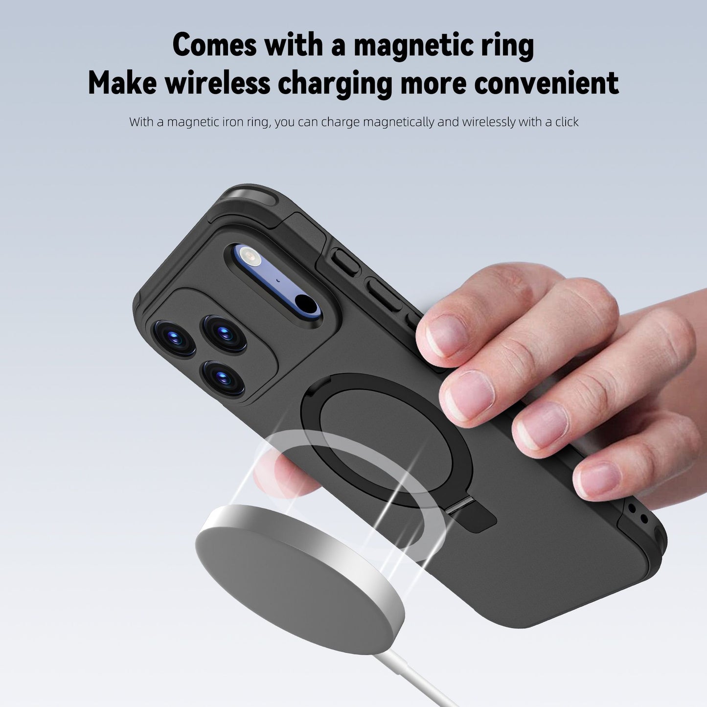 OAKTREE iPhone 17 Pro Max MagSafe Kickstand Ring Case Shockproof Drop-Proof Rugged Case - Black