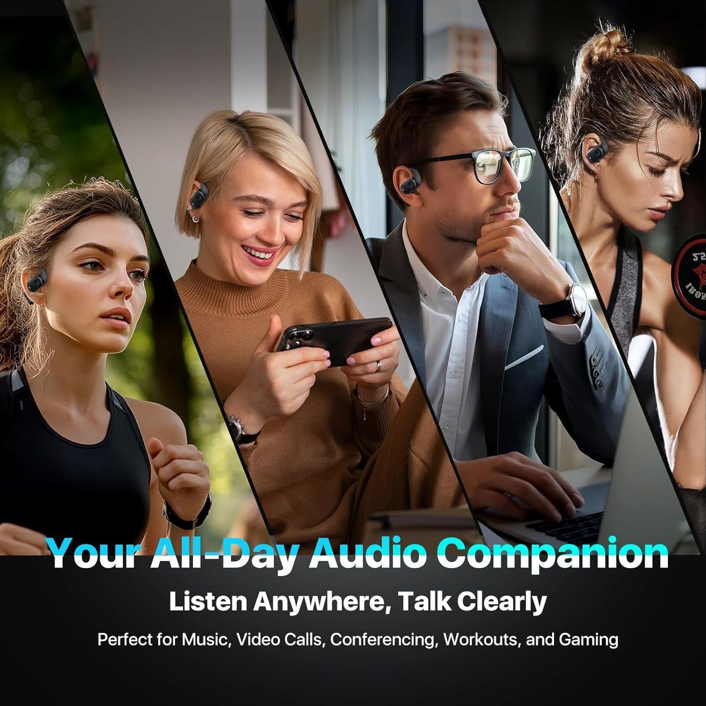 Over-Ear Headphone Earbuds with Ear hooks –  40H Playtime, HiFi Sound, Waterproof, Touch Control & LED Display