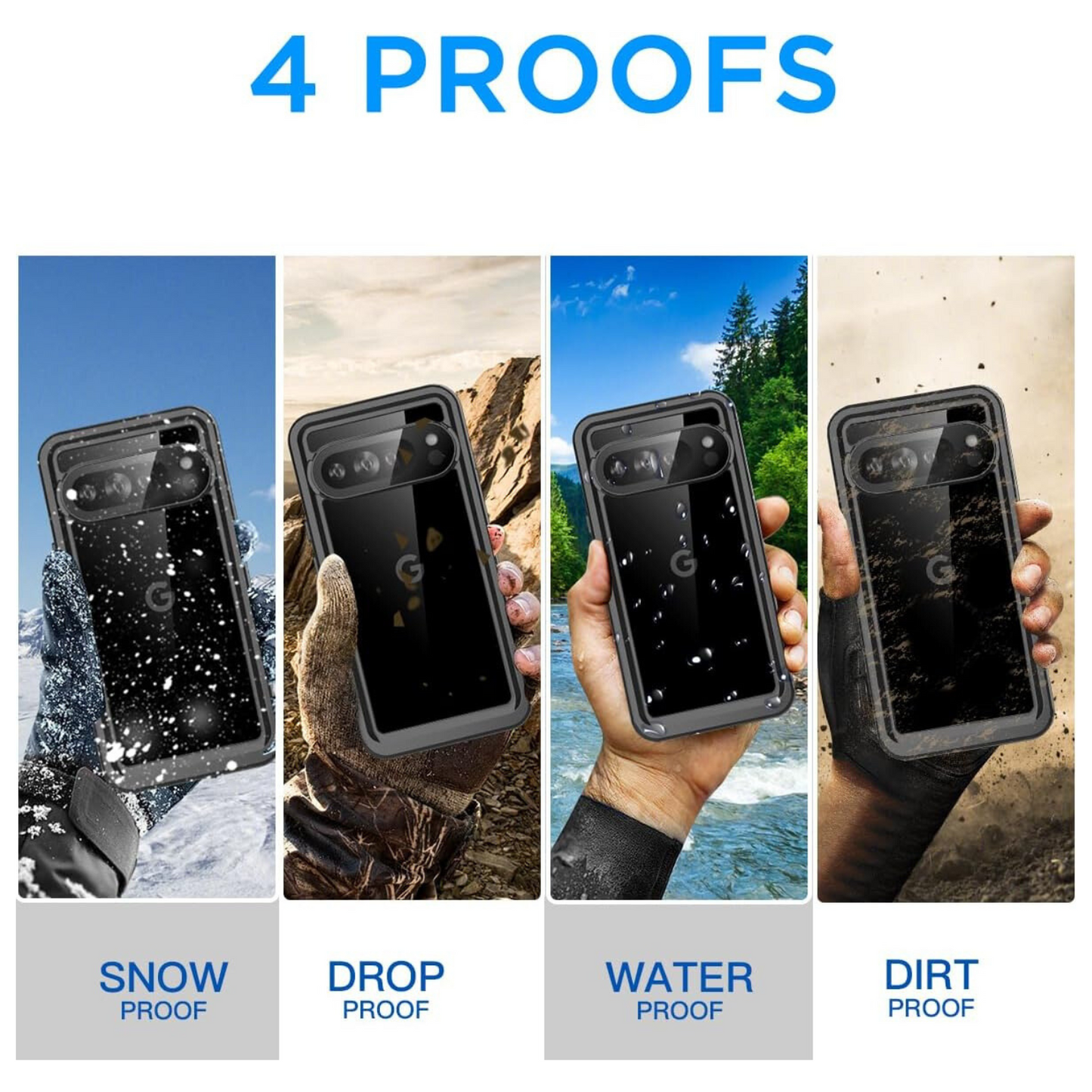 OAKTREE Google Pixel 9 / 9 Pro / 9 Pro XL Shockproof Waterproof Full-Body Rugged Case - Clear / Black