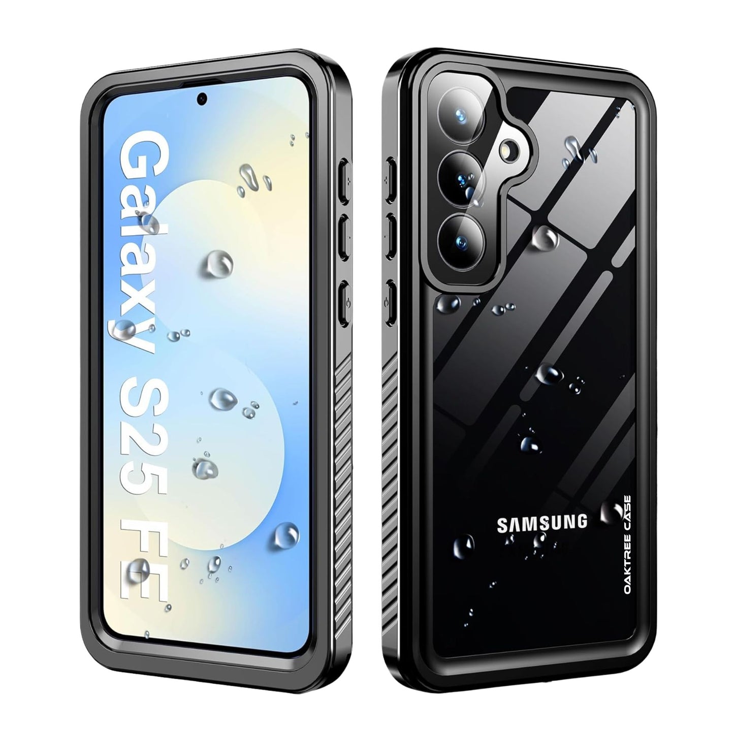 OAKTREE Samsung Galaxy S25 FE Shockproof Waterproof Full-Body Rugged Case - Black/Clear