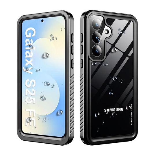 OAKTREE Samsung Galaxy S25 FE Shockproof Waterproof Full-Body Rugged Case - Black/Clear