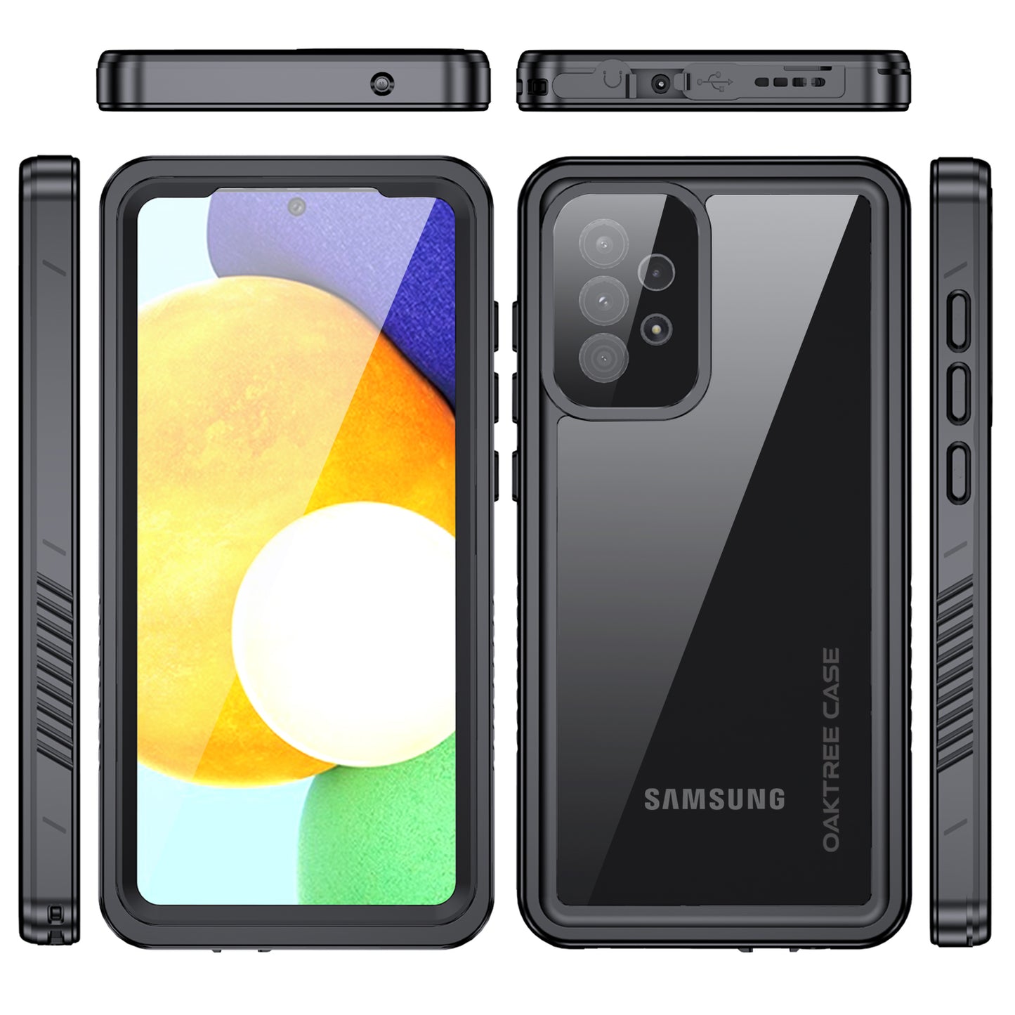 Oaktree Samsung Galaxy A52/52s 5G Waterproof Full-Body Rugged Case - Black / Clear