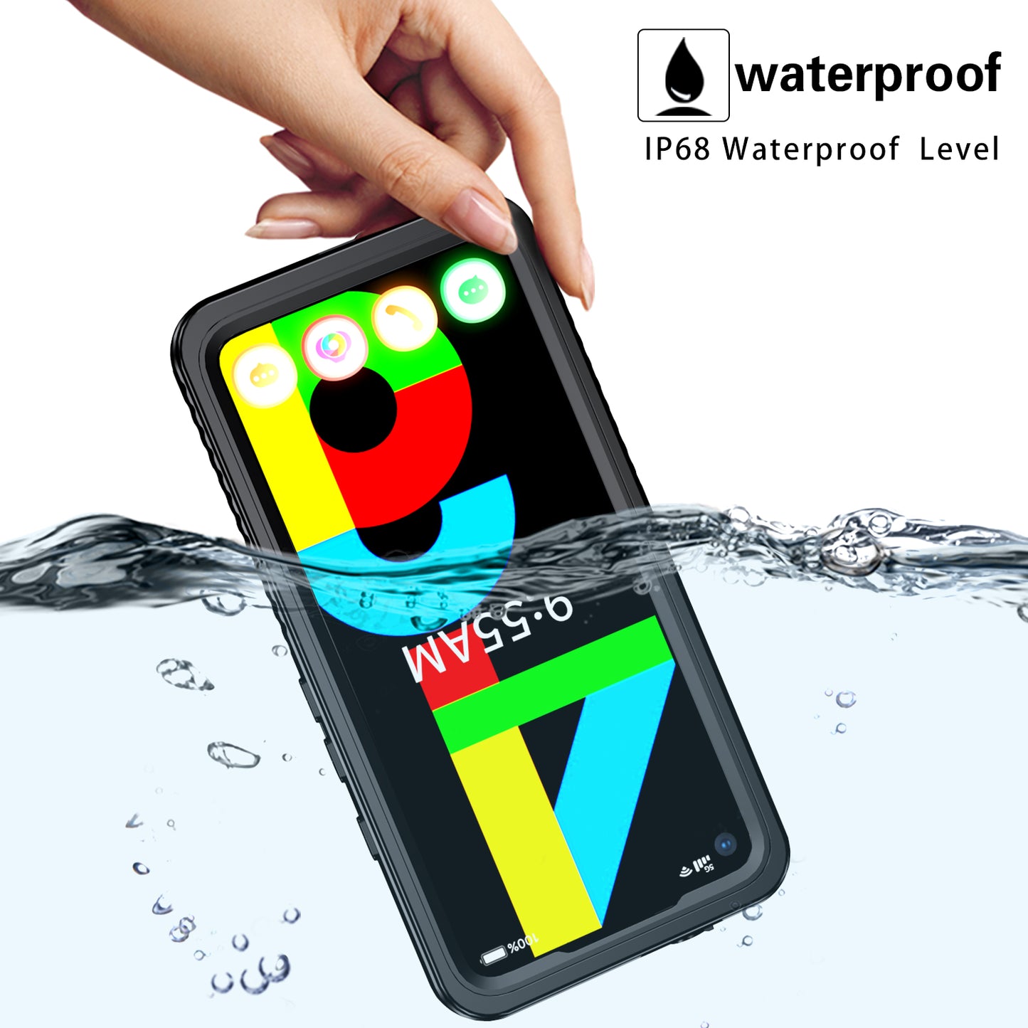 Oaktree Google Pixel 4a 5G Waterproof Shockproof Full-Body Rugged Case - Black / Clear