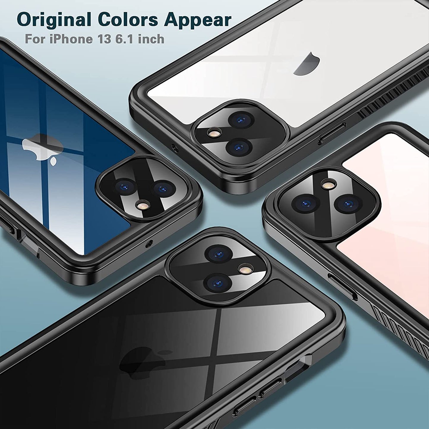OAKTREE iPhone 13 6.1" Shockproof Waterproof Full-Body Rugged Case - Black/Clear