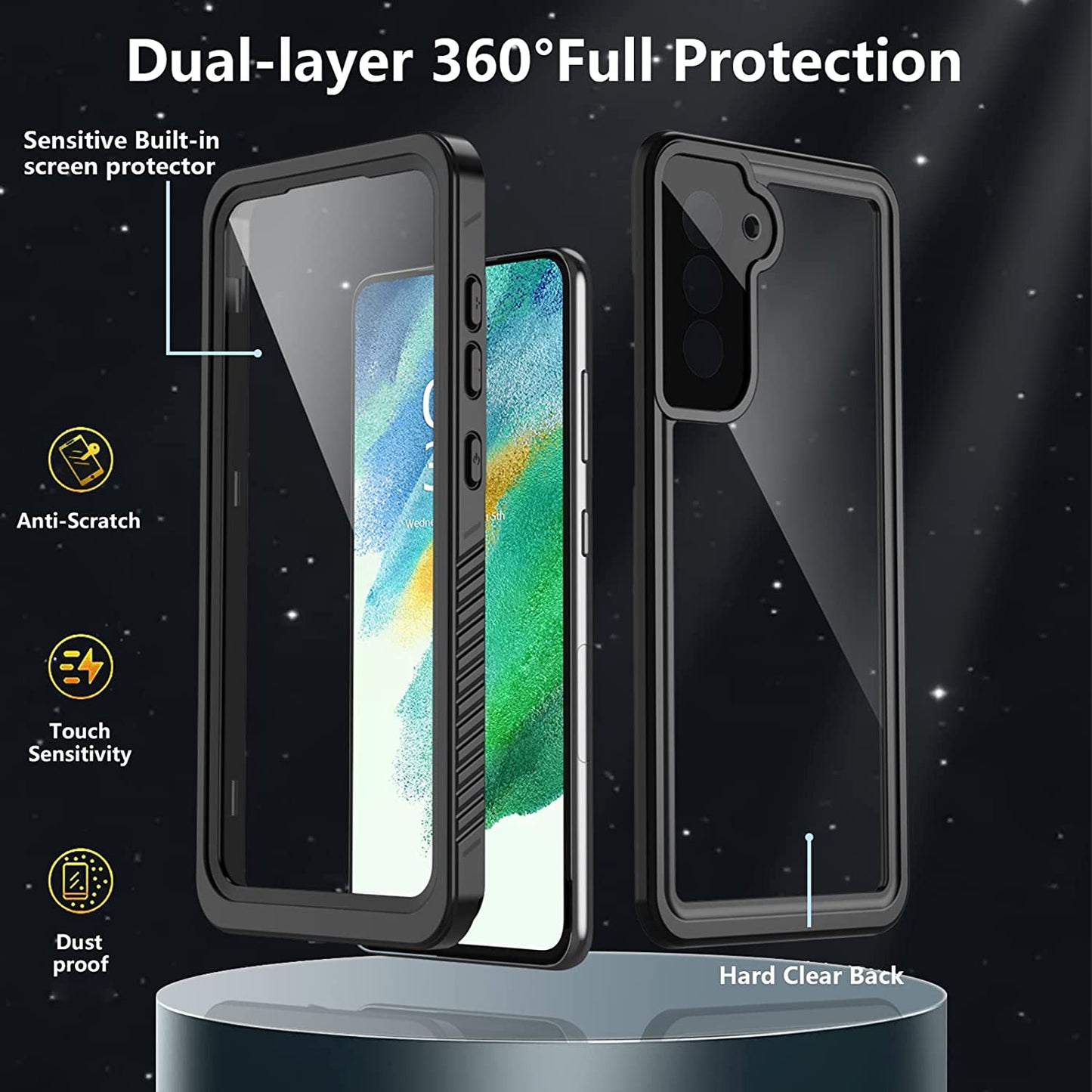 OAKTREE Samsung Galaxy S23 FE / S21 FE Waterproof Full-Body Rugged Case - Black / Clear