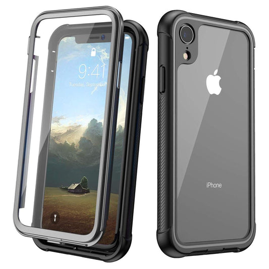 OAKTREE iPhone XR Full-Body Rugged Clear Case with Built-in Screen Protector